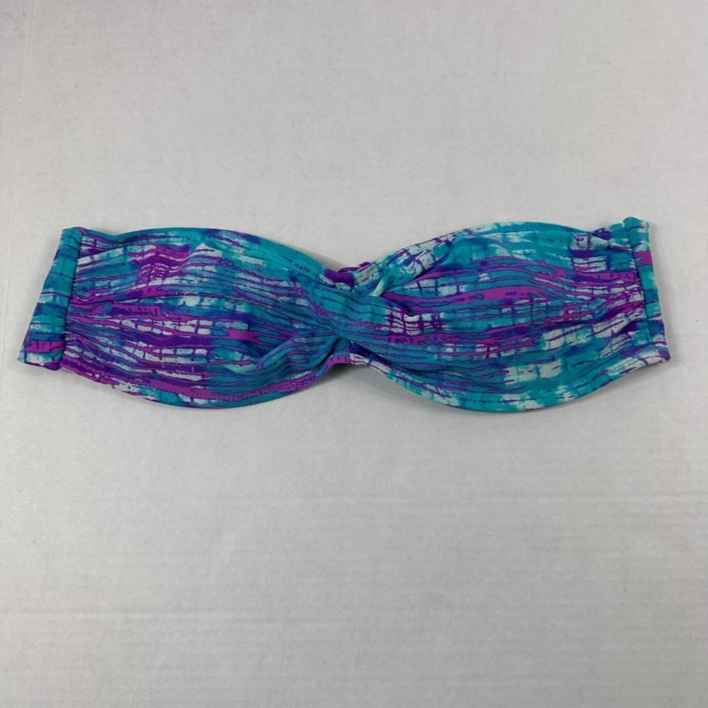 Delia*s Aqua Purple Bandeau Swim Top, Medium - Picture 2 of 7